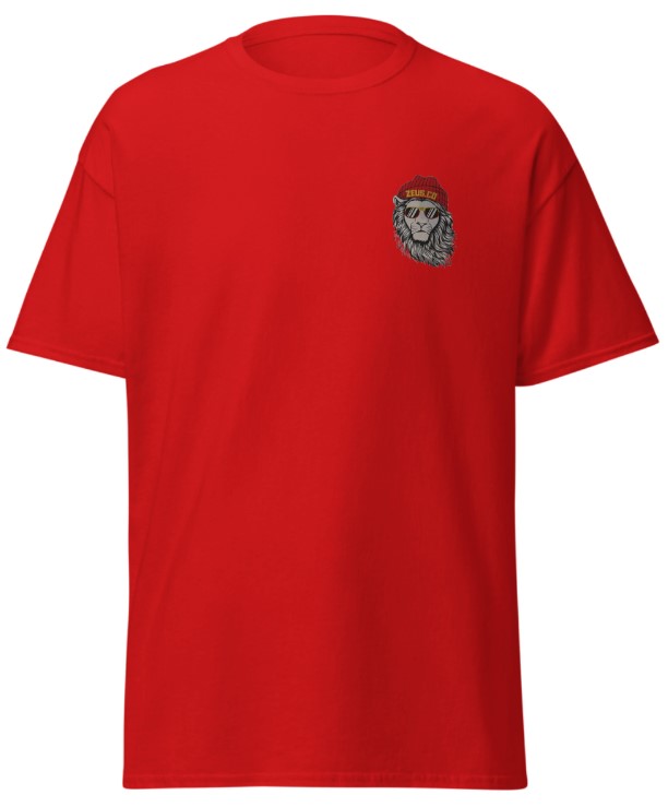 Camiseta De Algodon Diseño Leon Zeus Rojo